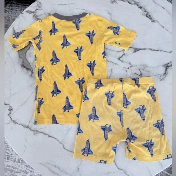 Hanna Andersson Yellow and Blue Airplane Kids Pajama Set - Picture 7 of 7